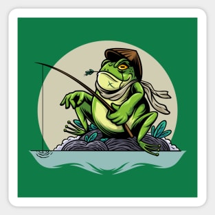 fishing frog illustration Sticker